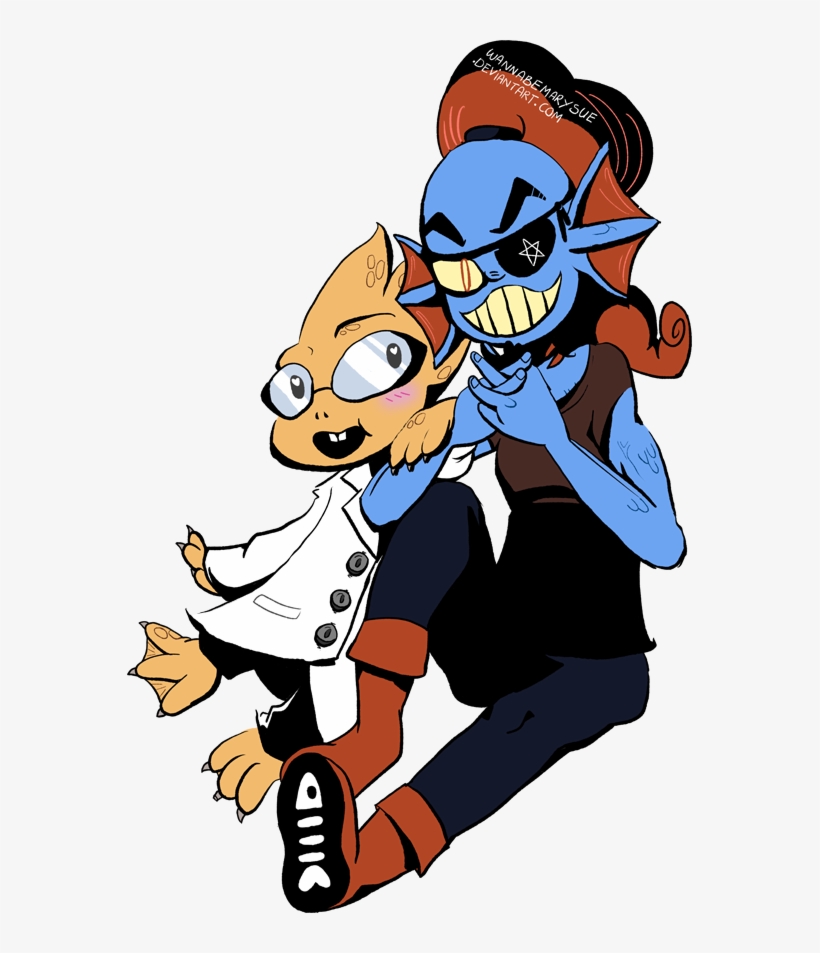 And Undyne By Wannabemarysue - Alphys And Undyne Png, transparent png download