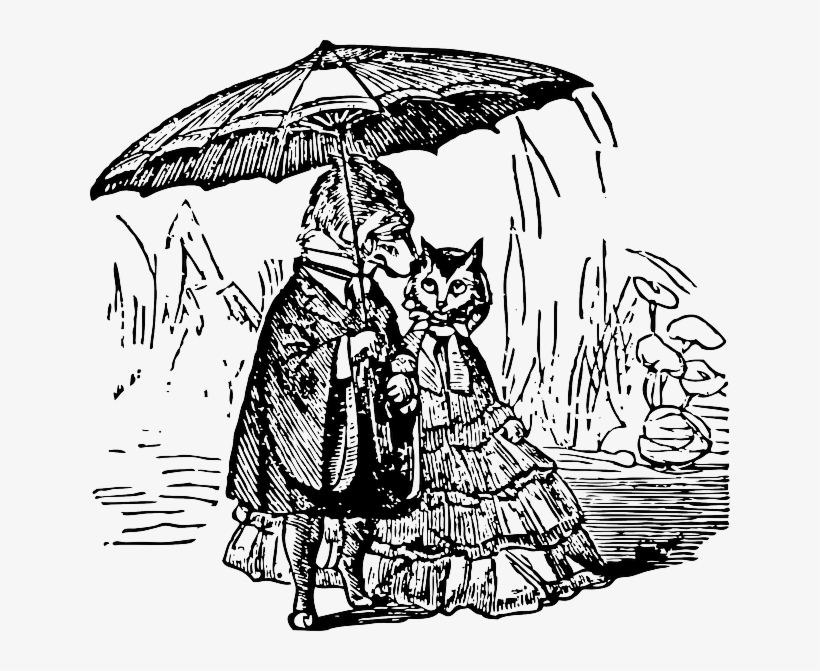 Cat, Black, Umbrella, White, Cartoon, Dog, Rain - Cat Dog Umbrella, transparent png download