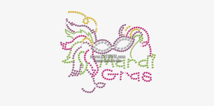 Bling Mardi Gras Mask Iron On Rhinestone Transfer - Illustration, transparent png download