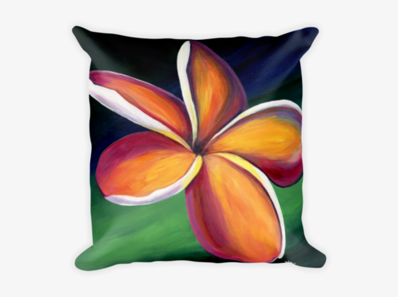 Colorful Square Pillow With Dancing Plumeria Artwork - Acrylic Plumeria, transparent png download