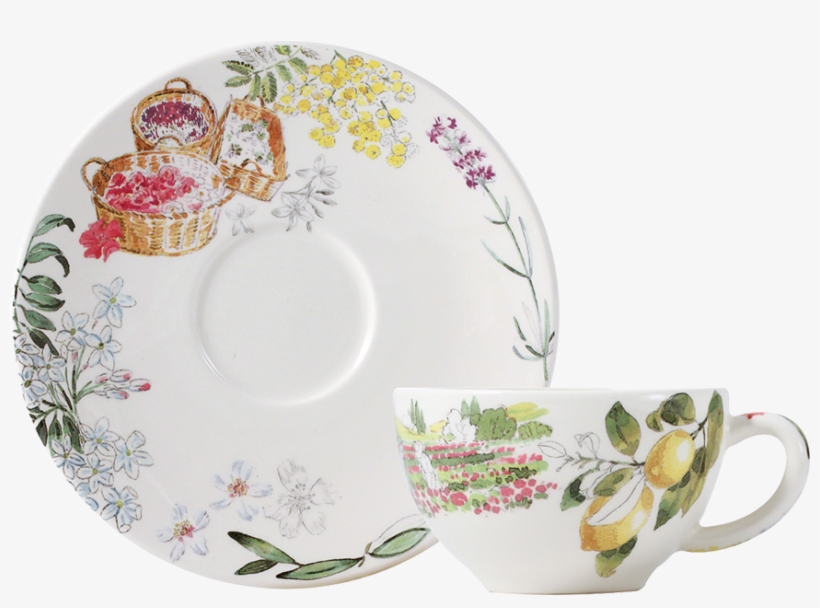 2 Tea Cup & Saucer - Gien Provence Tea Saucer, transparent png download