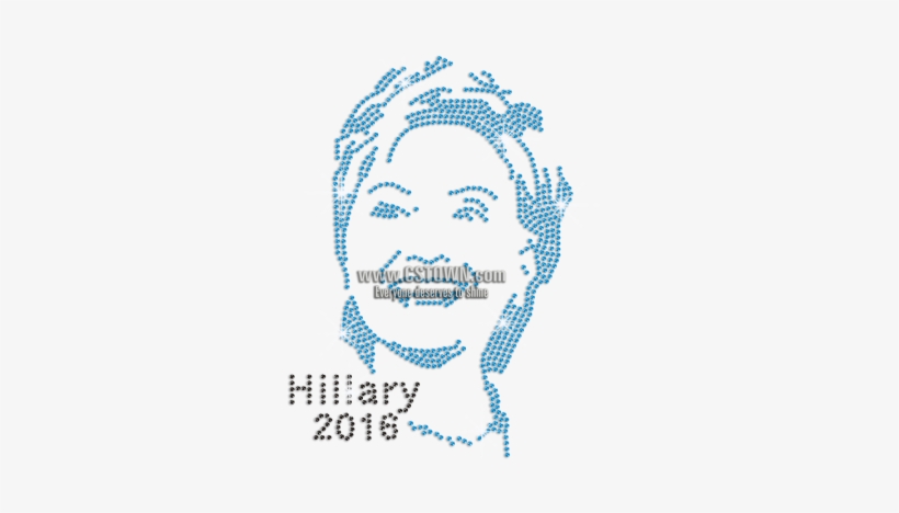 Customized Portrait Of Hillary Iron On Rhinestone Transfer - Illustration, transparent png download