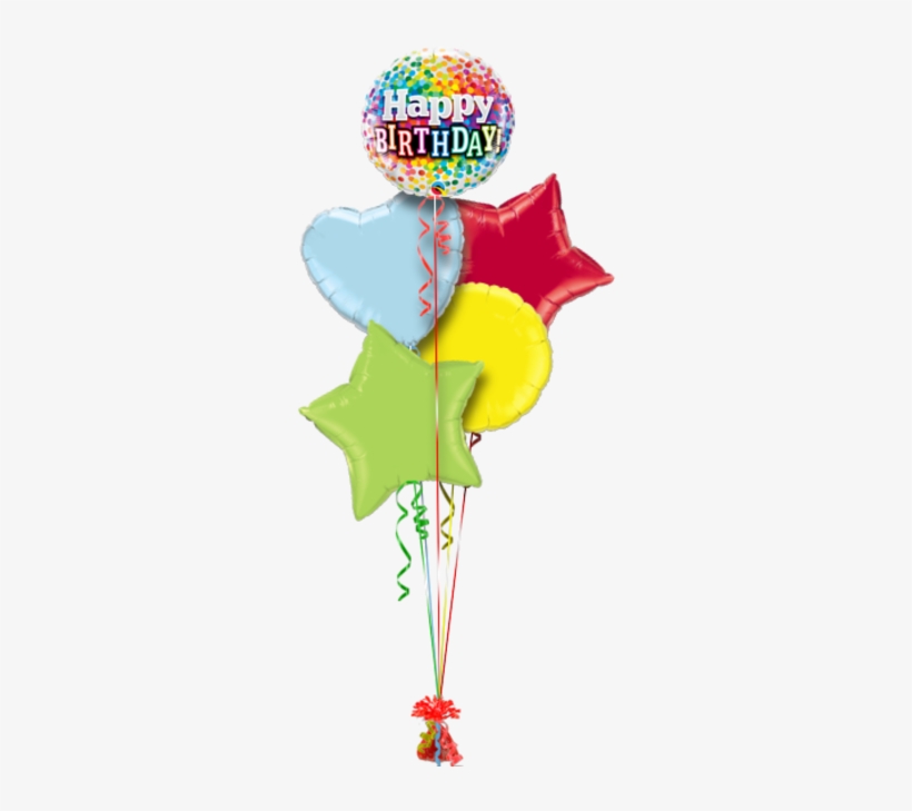 Happy Birthday Confetti Birthday Balloon - 18' Happy Birthday Rainbow Confetti Round Foil Balloon, transparent png download