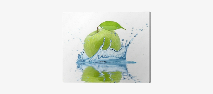 Green Apple Falling Into Water, Isolated On White Background - Stickers Lave Vaisselle Orange, transparent png download