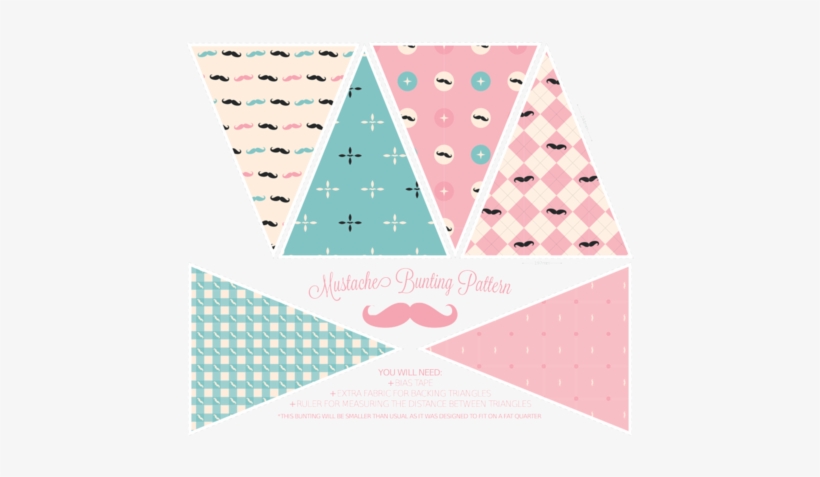 Mustachio Bunting Pattern Fabric By Bobbifox On Spoonflower - Textile, transparent png download