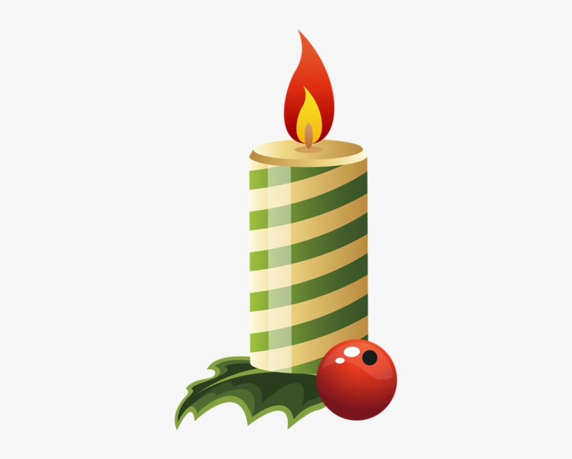 Green Christmas Candle Png Clipart Image - Candle Clip Art Png, transparent png download