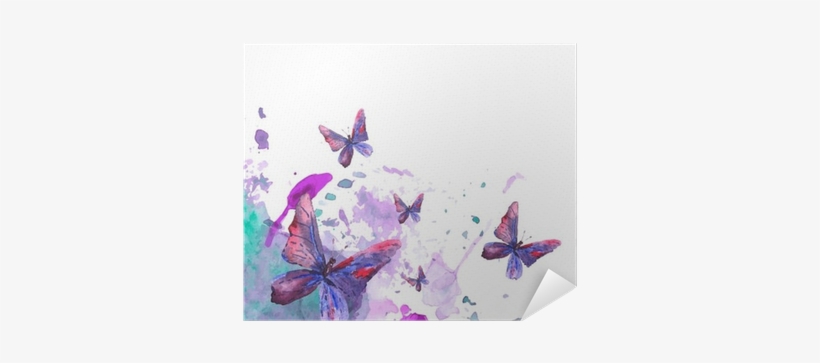 Abstract Watercolor Background With Butterflies Poster - Watercolour Abstract Butterfly Design, transparent png download
