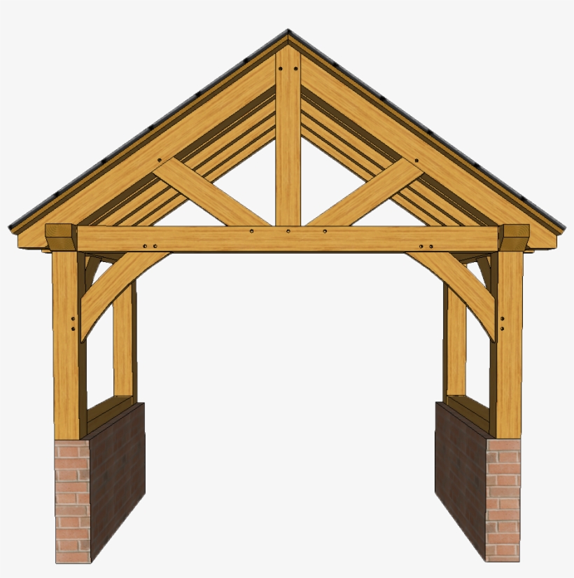 4 Post Oak Porch With Diagonal Brace Truss, transparent png download