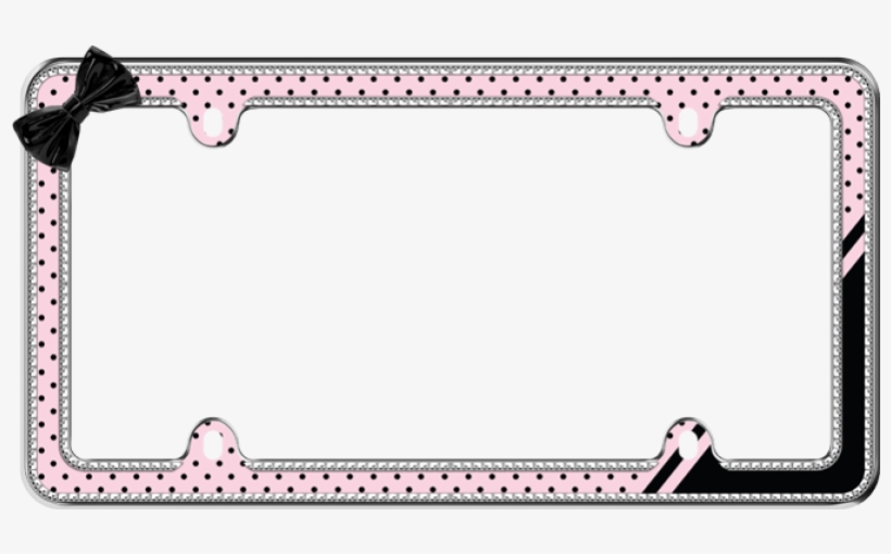 Pink/black Polka Dots With Bow $24 - Cruiser Accessories Retro Polka Dot Bling License Plate, transparent png download