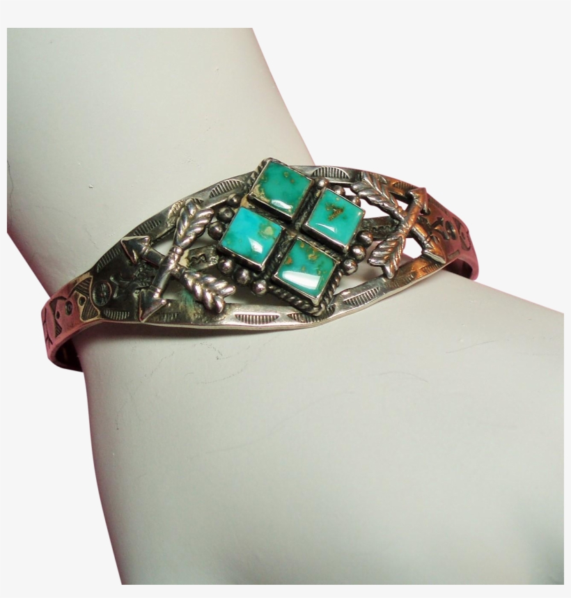 Vintage Native American Turquoise Crossed Arrows Sterling - Turquoise, transparent png download