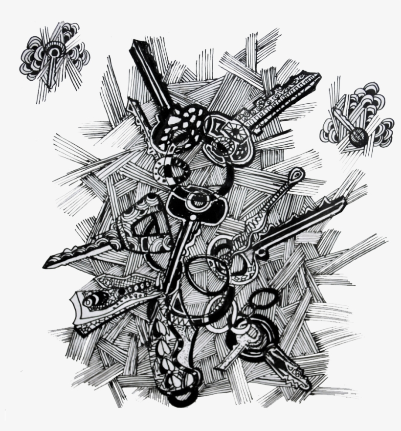 Vector Library Download Black And White Art Keychain - Art, transparent png download