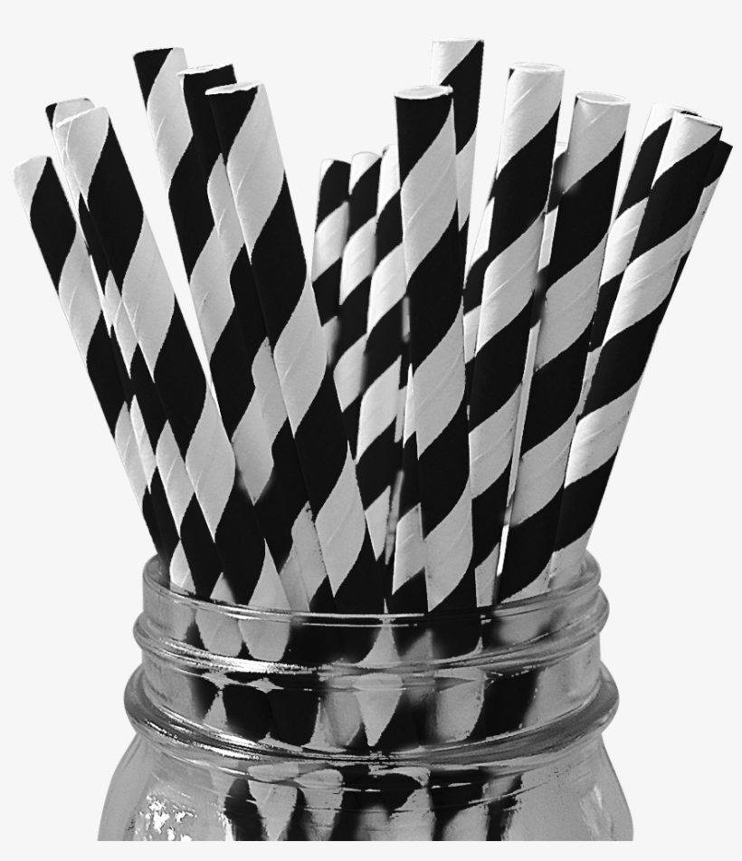 Black Striped 25pc Paper Straws Paper Straws Black Stripes PNG Image