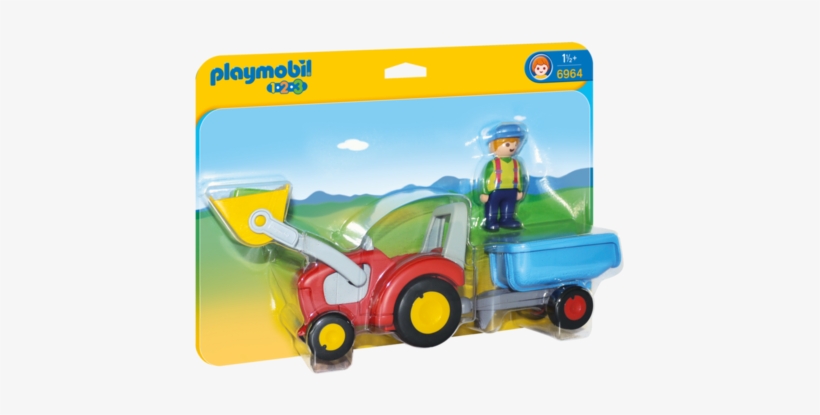 Playmobil 1 - 2 - 3 6964 - Tractor With Trailer - Playmobil 123, transparent png download