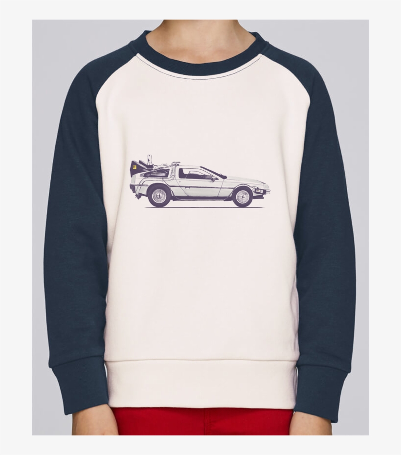 Sweatshirt Kids Round Neck Stanley Mini Contrast Dolorean - Famous Car #2 - Delorean Art Print - Mini, transparent png download