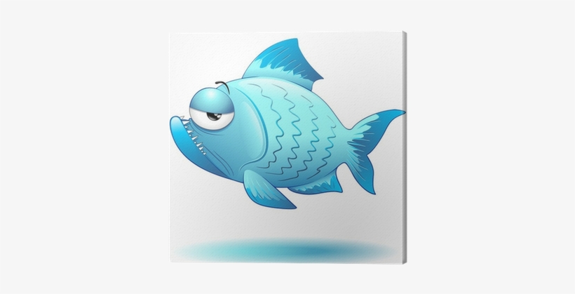 Pesce Cartoon Blu Funny Cartoon Fish Vector Canvas - Vector Graphics, transparent png download
