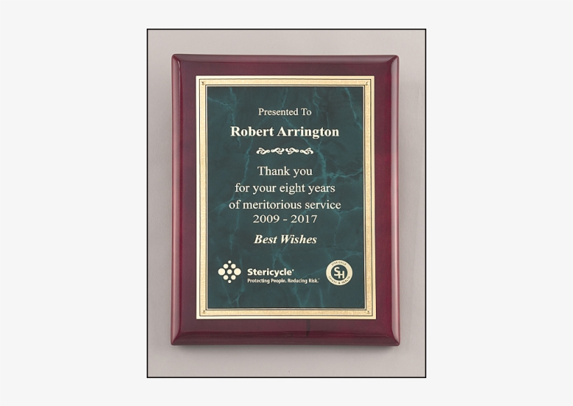 P5076 Emerald Marble Plate With Gold Florentine Border - Trophies & Awards Piano Finish Plaques - P5076, transparent png download