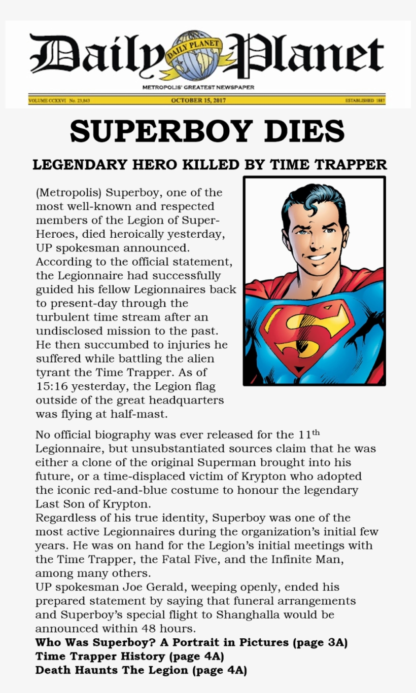 Superboy Dies - Superboy: The Greatest Team-up Stories Ever Told, transparent png download