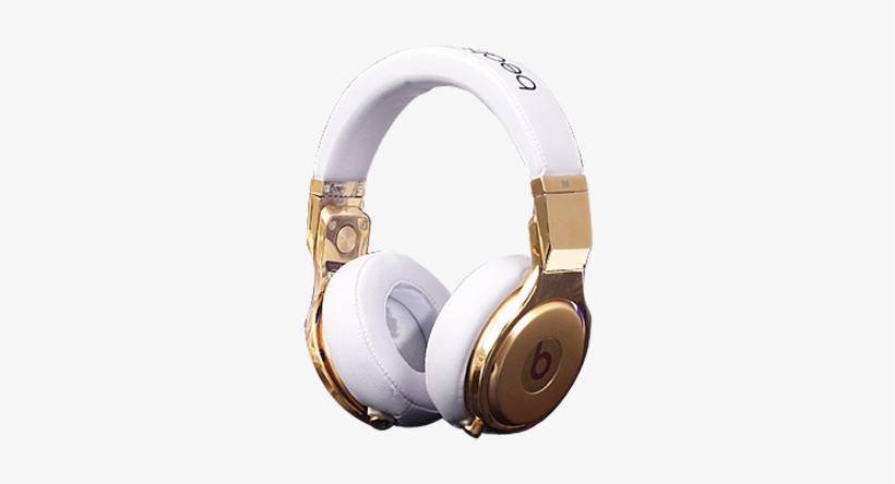 Bongo Gold Rhinestone Headphones Pics - Beats Pro White And Gold, transparent png download