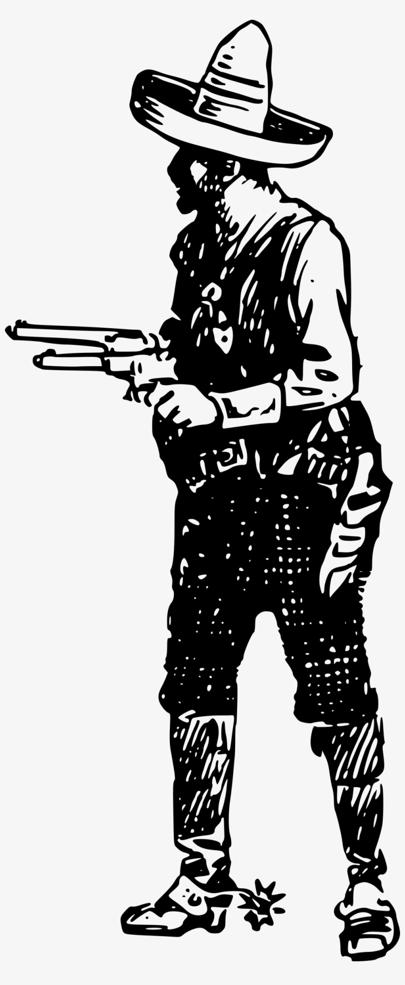 Vintage Cowboy Clipart With Guns - Cowboy With Gun Png, transparent png download