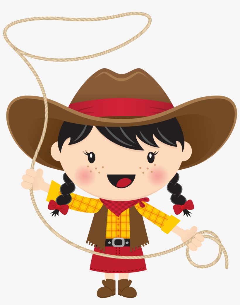 Black Hair With Lasso - Cowboy And Cowgirl Clipart, transparent png download