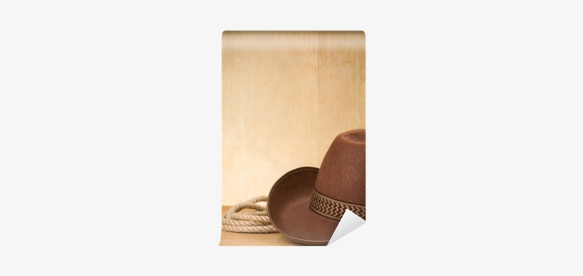 Brown Cowboy Hat And Rope On Wood Wall Mural • Pixers® - Wood, transparent png download