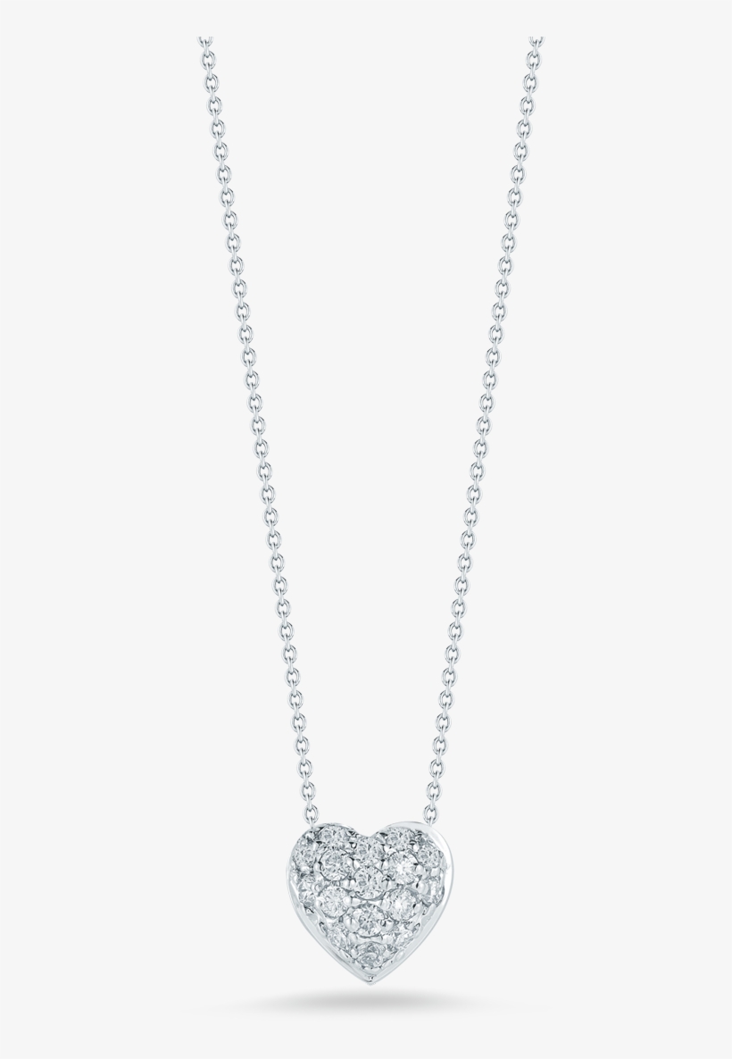 Roberto Coin Tiny Treasures 18k White Gold Puffed - Small Heart Diamond Pendant, transparent png download