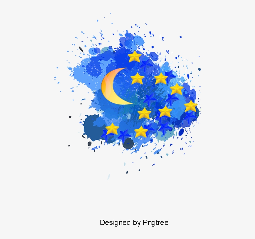 Painted Night Sky, Star, Moon, Sky Png And Psd - Psd, transparent png download