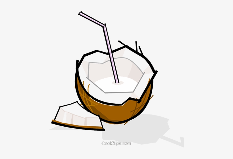 Coconut With A Straw Royalty Free Vector Clip Art Illustration - Coconut Clip Art, transparent png download