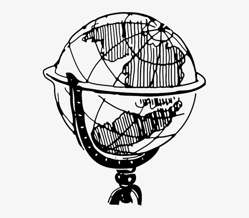 Black, Outline, Globe, Earth, Office, White - World History Clip Art Black And White, transparent png download