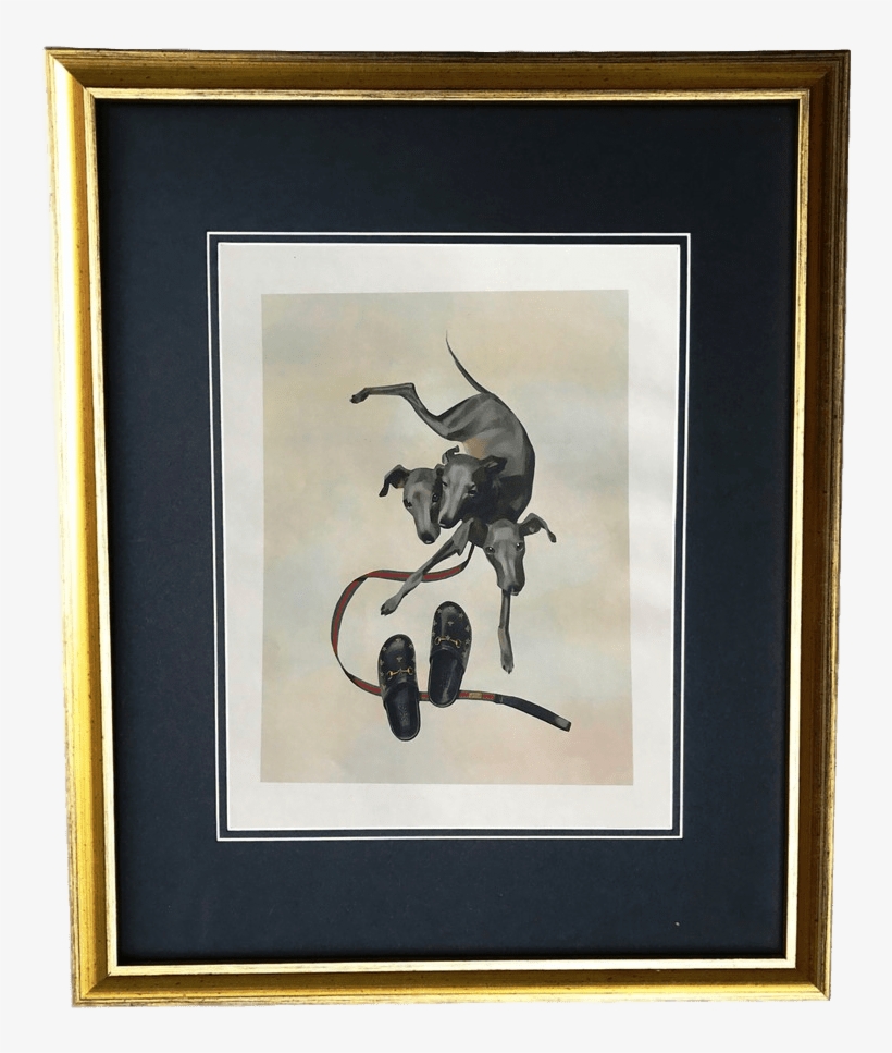 Vintage Gold Frame Gucci Three Headed Dog Illustration - Illustration, transparent png download