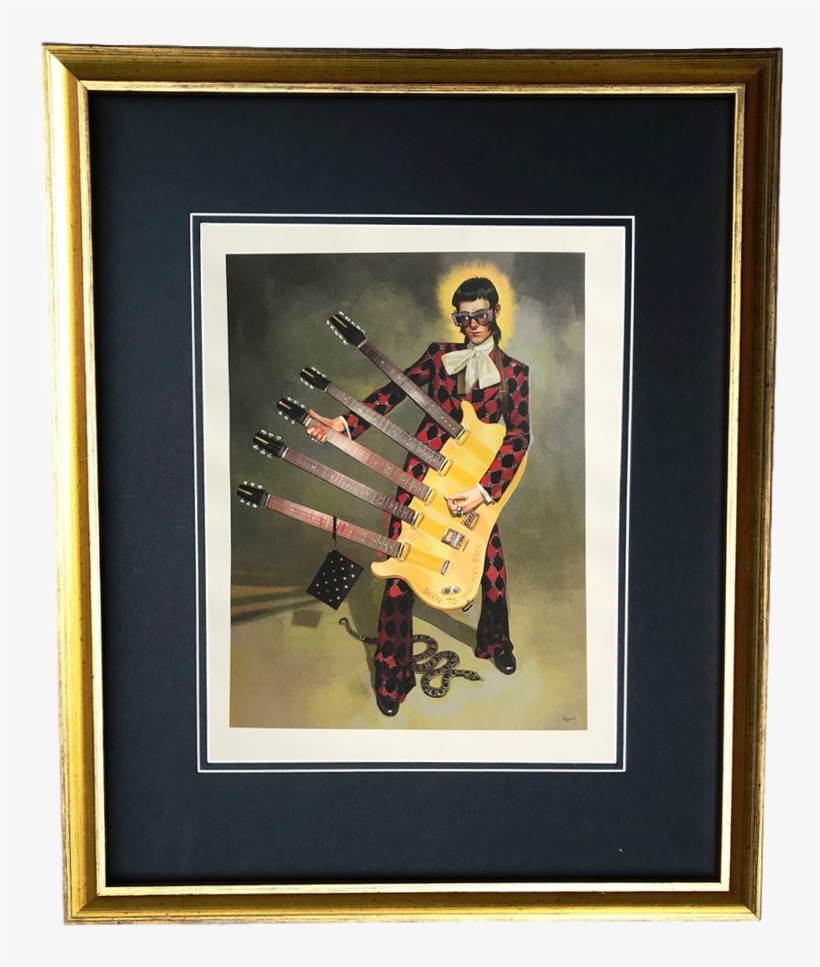 Vintage Gold Frame Gucci Rock Star Guitar Illustration - Illustration, transparent png download