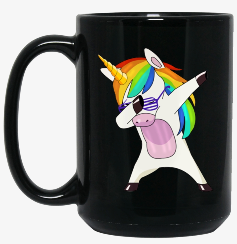 Rainbow Unicorn Dab Mug - Golf Stud Black 15oz Mug, transparent png download