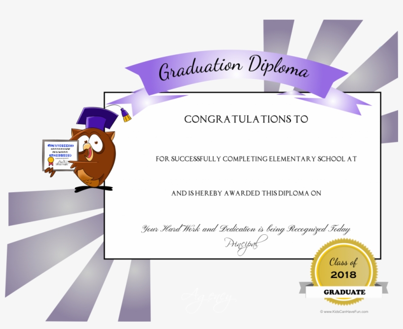 Elementary School Graduation Diploma With Owl Wearing - Graduation Ceremony, transparent png download