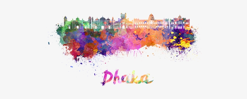 Bleed Area May Not Be Visible - Dhaka Skyline Watercolor, transparent png download