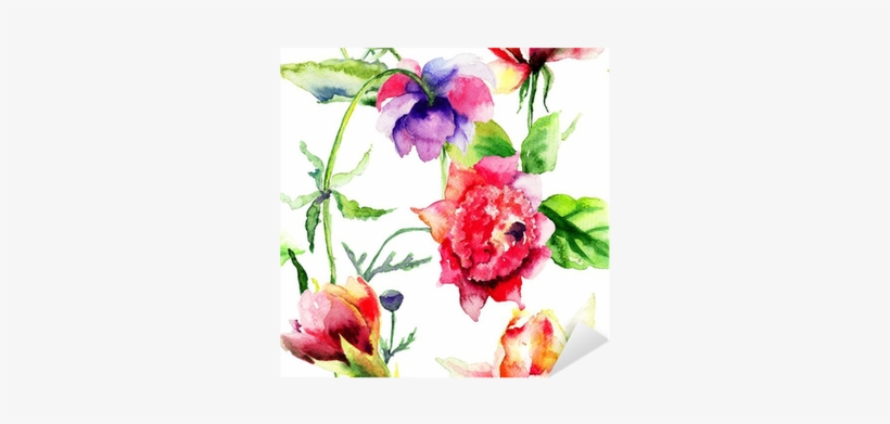 Seamless Pattern With Summer Flowers Sticker • Pixers® - Casetastic Softcover Apple Iphone 6/6s Watercolor Flowers, transparent png download