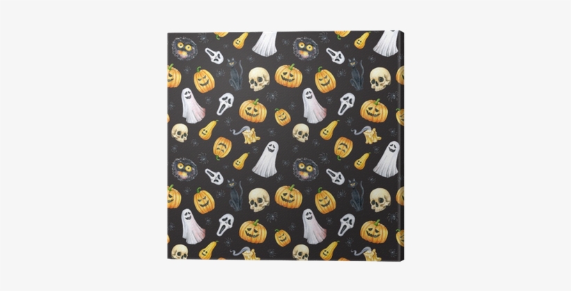 Happy Halloween Seamless Pattern Background - Watercolor Painting, transparent png download