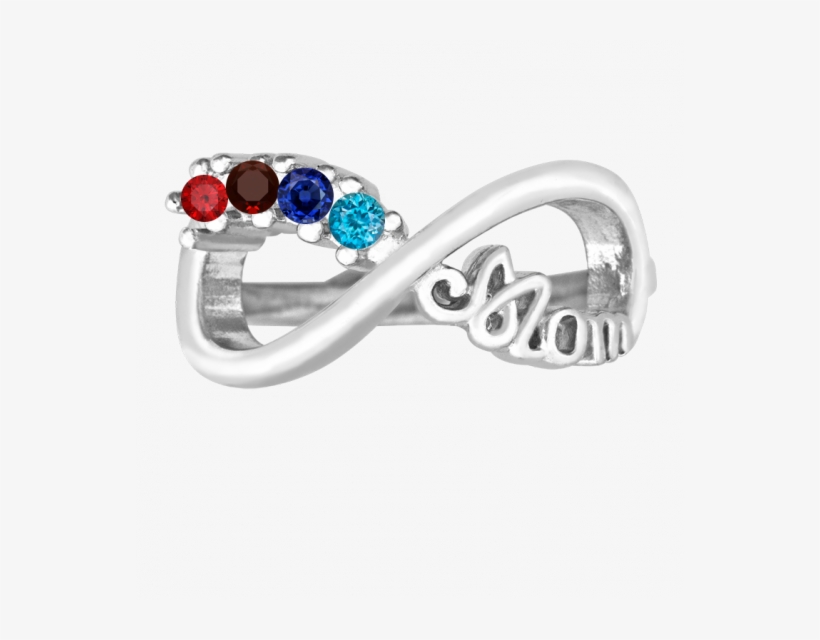 Hover To Zoom - 4 Stone Infinity Mom Ring In Sterling Silver Synthetic, transparent png download