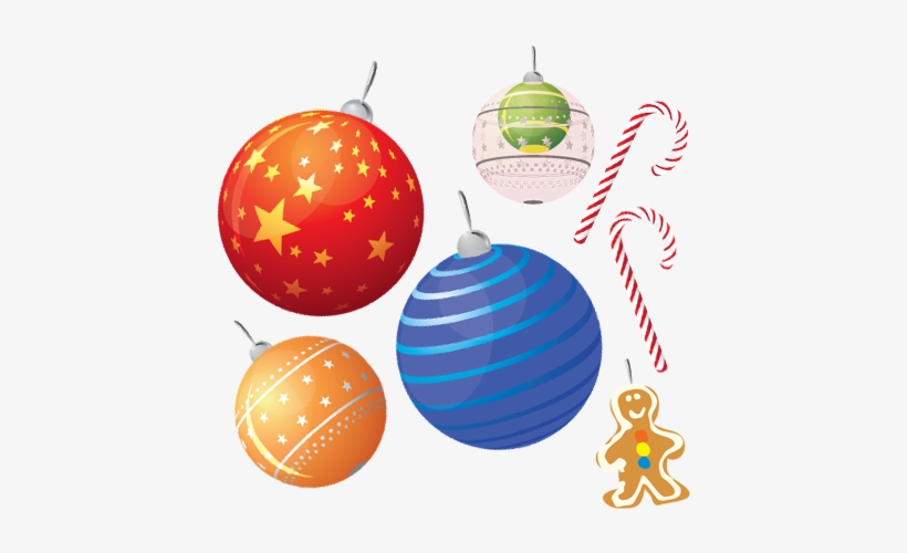 A Sweet Collection Of Xmas Balls, Decoration And Ornaments, - Christmas Vector, transparent png download