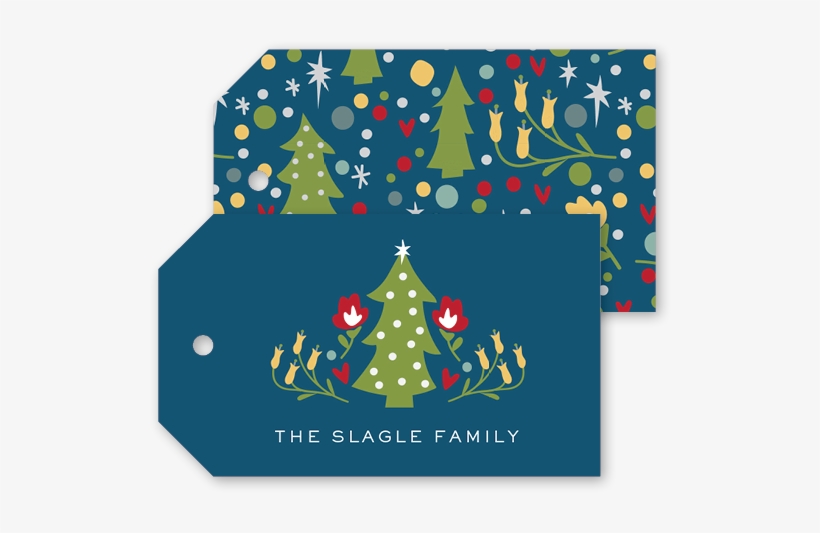 Folk Christmas Tree Blue Gift Tags - Christmas Tree, transparent png download