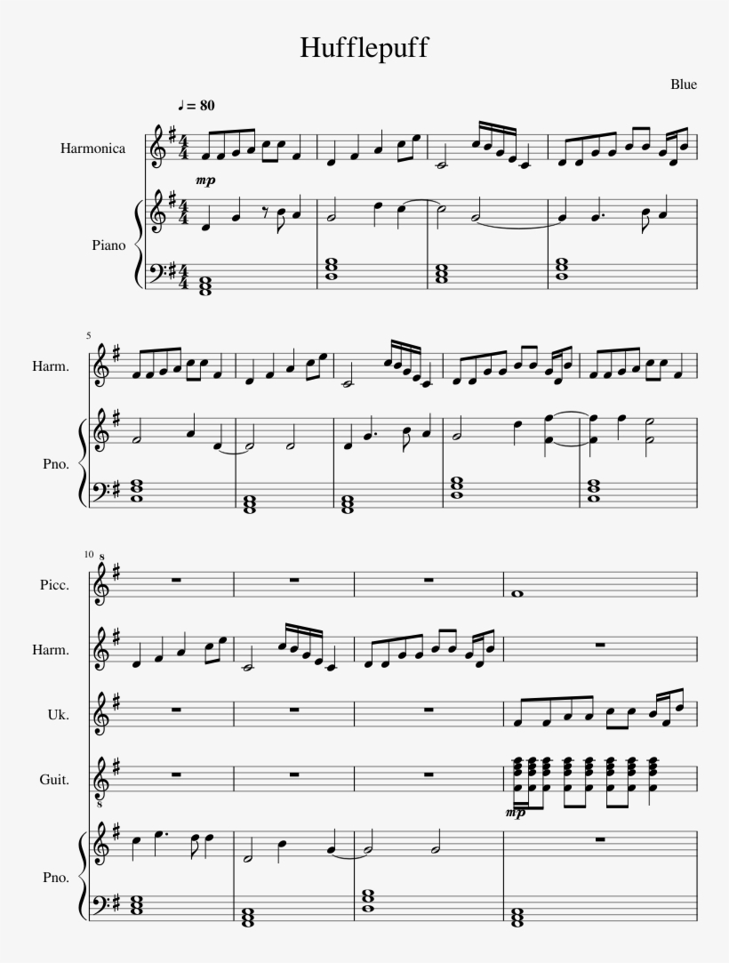 Hufflepuff Sheet Music Composed By Blue 1 Of 6 Pages - Grace Greater Than Our Sin Duet Secondo Part, transparent png download