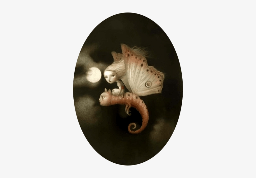Cat Caterpillar Flying Insect Girl Riding Butterfly - Nicoletta Ceccoli Rose, transparent png download