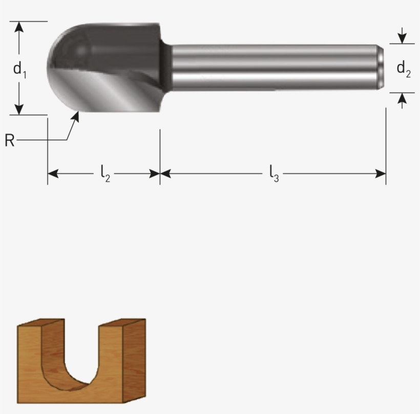 Tct Round Nose Grooving Cutter, Gold-line - Halfrondgroeffrees / Dakgootfrees R3 Schacht 8mm Ent, transparent png download