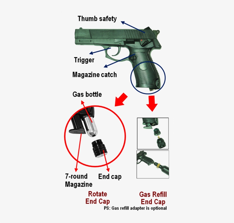 Part Name - Gi Menace .50 Cal Magfed Paintball Pistol, transparent png download