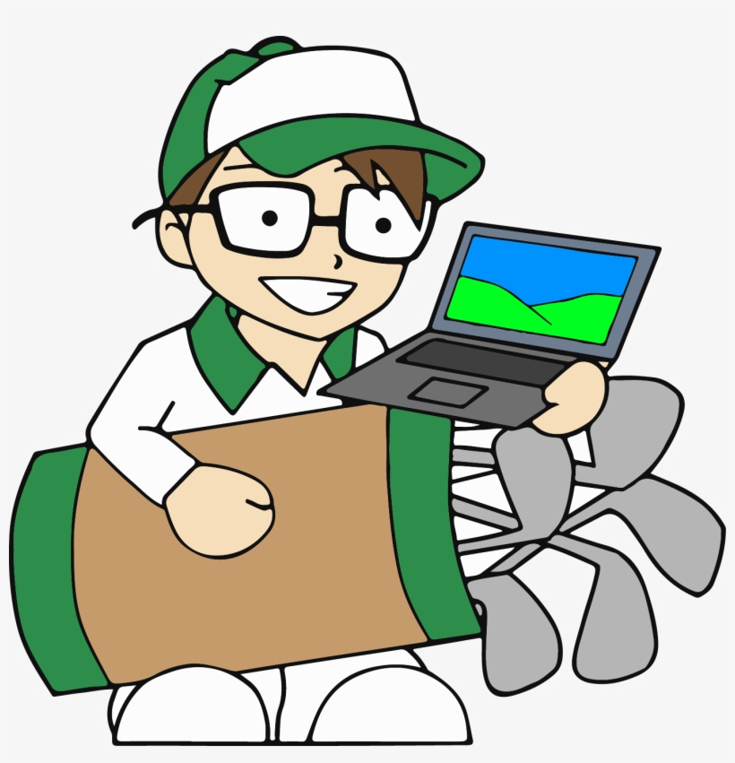 Kaddy's Computer Repair - Cartoon Laptop Repair Green Color Png, transparent png download
