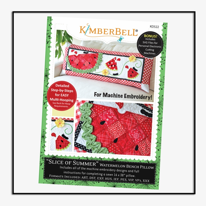 Slice Of Summer Watermelon Bench Pillow Embroidery, transparent png download