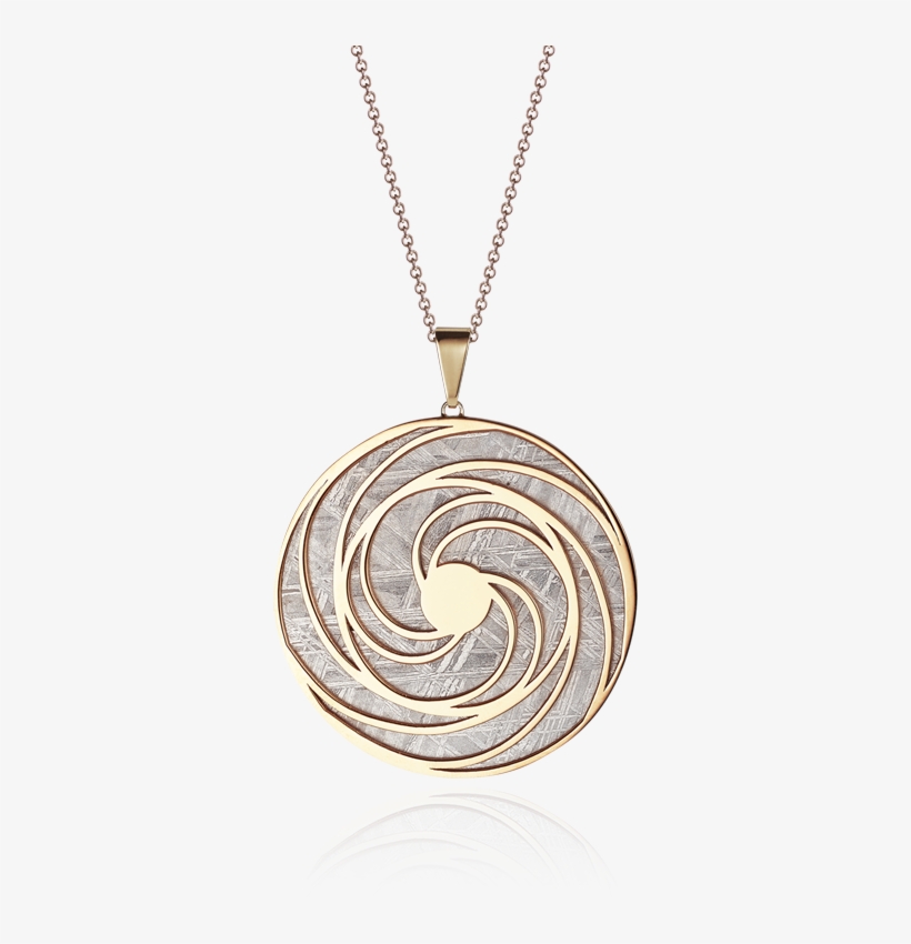 Meteorite Crop Circle Swirl Pendant In Yellow Gold - Locket, transparent png download