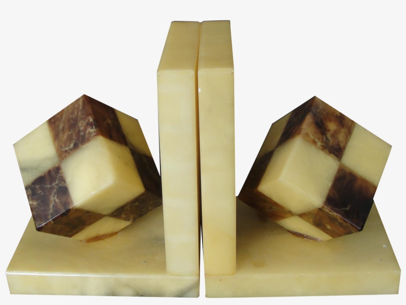 Vintage Italian Hand Carved Alabaster Cube Bookends - Crystal, transparent png download