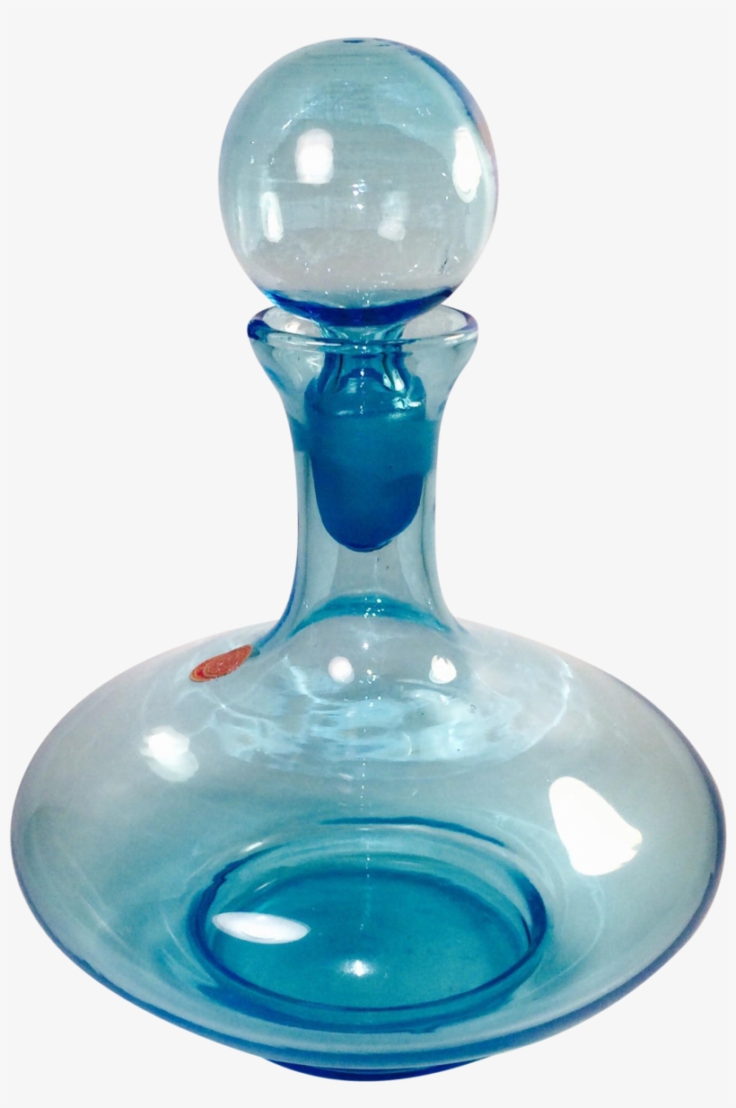 Italian Hand Blown Blue Glass Decanter On Chairish - Decanter, transparent png download