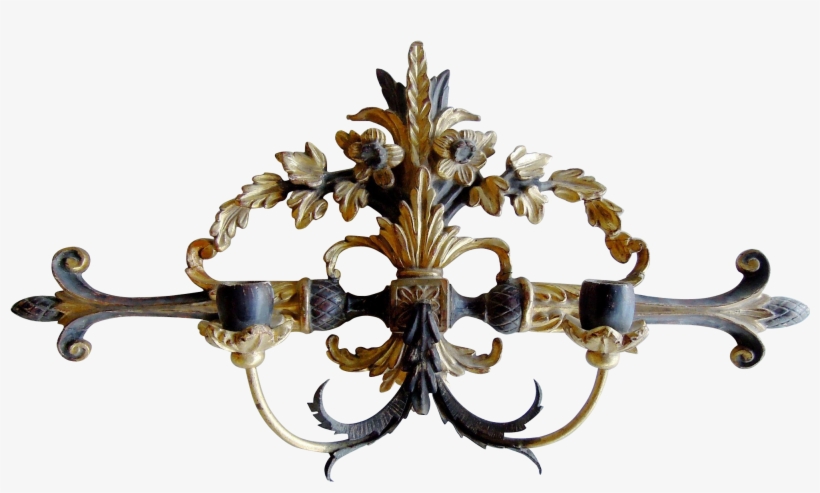 Antique Italian Hand Carved Wood & Tole Sconce With - Chandelier, transparent png download