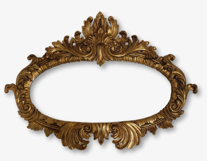 Italian Hand Carved Oval Gold Acanthus Mirror - Gold, transparent png download